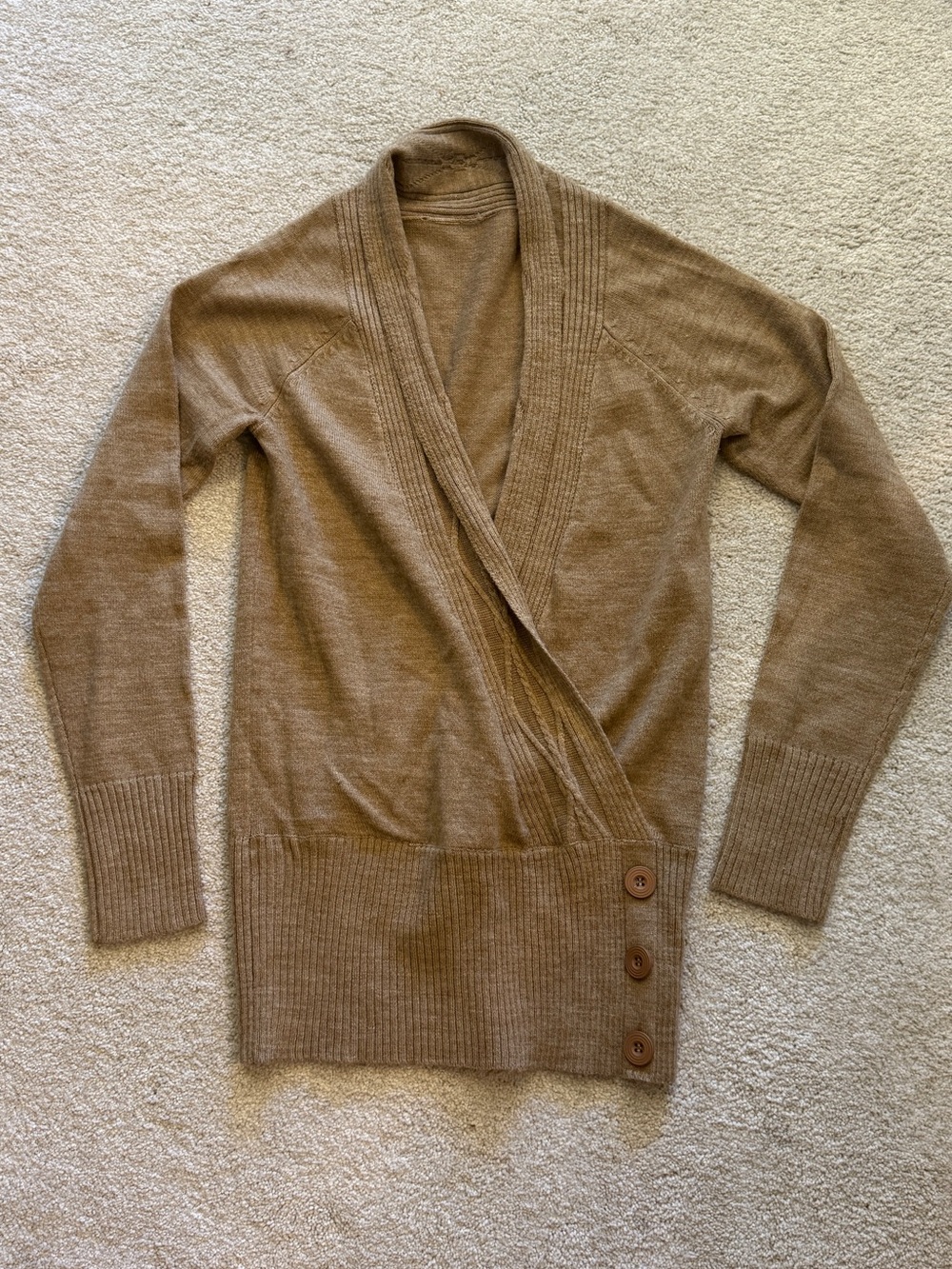 Women’s Brown Button-Side Wrap Sweater